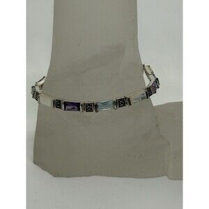 Le Vieux CZ, Mother-of-Pearl, Marcasite and Glass Sterling Silver Bracelet